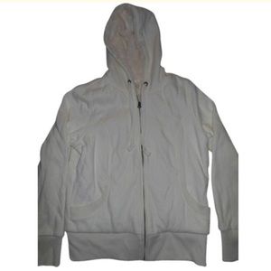New Old Navy Ivory Fur Zip Up Sweatshirt Jacket Size Medium